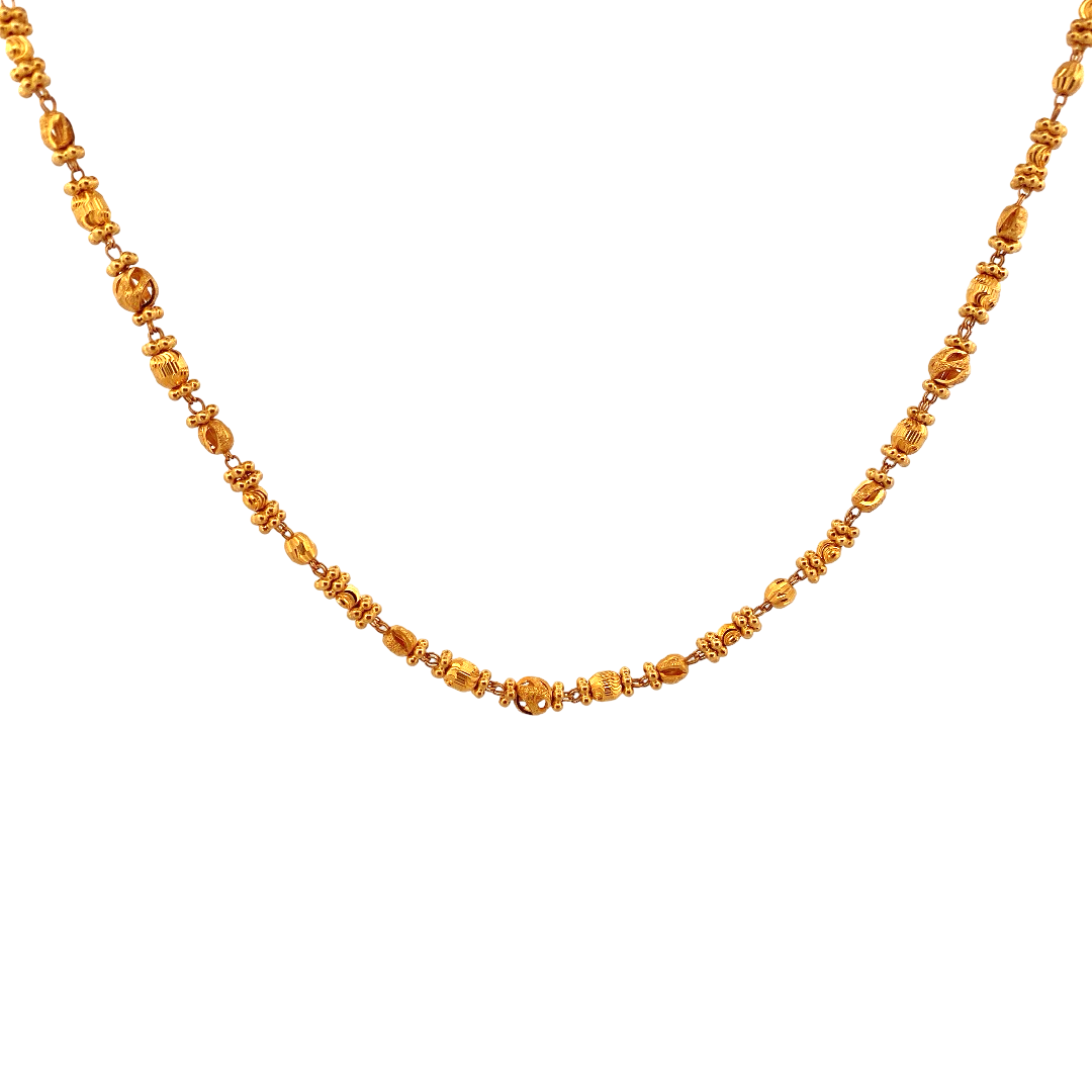 28'' 22K Gold Bead Designer Chain