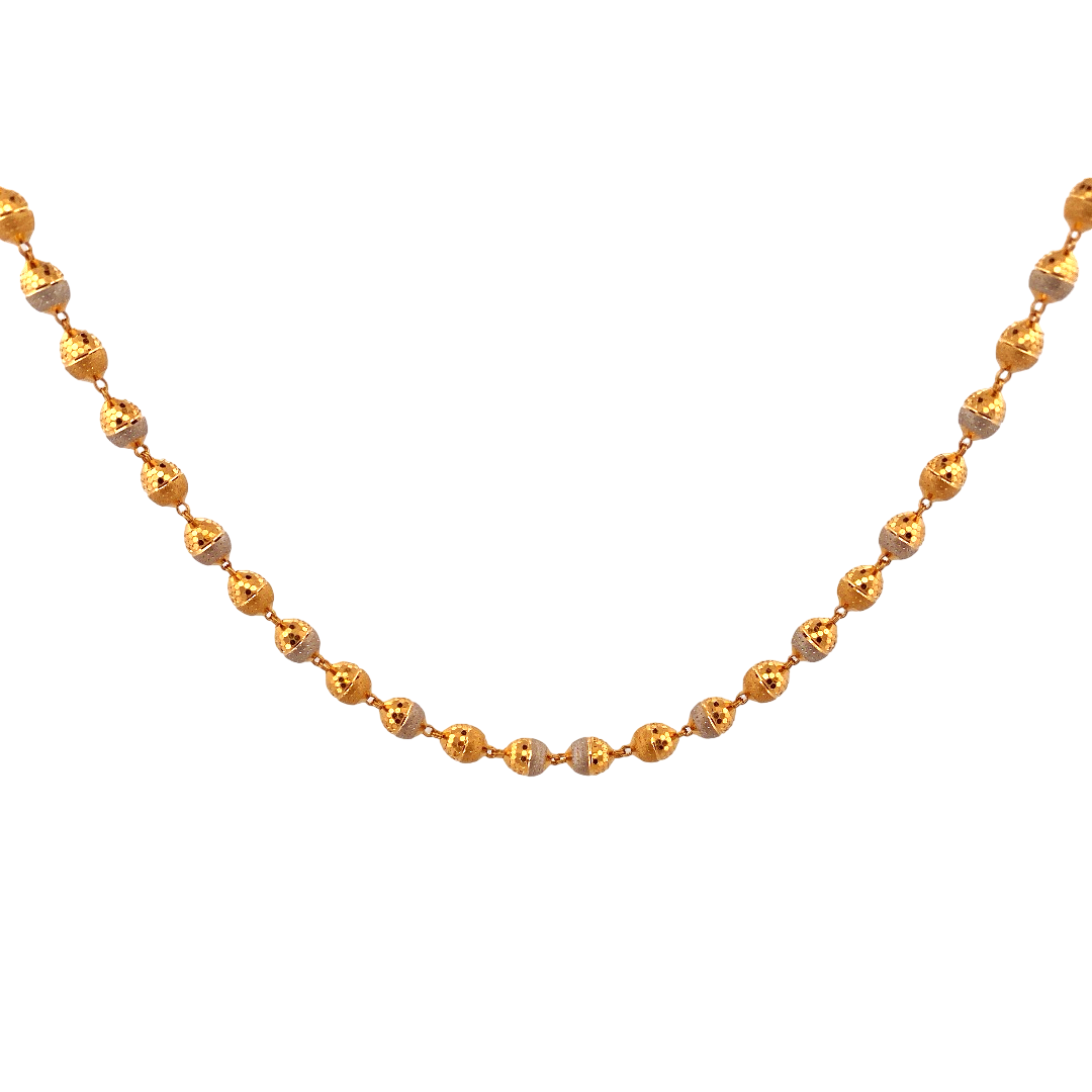 28'' 22K Gold Two-tone Bead Designer Chain