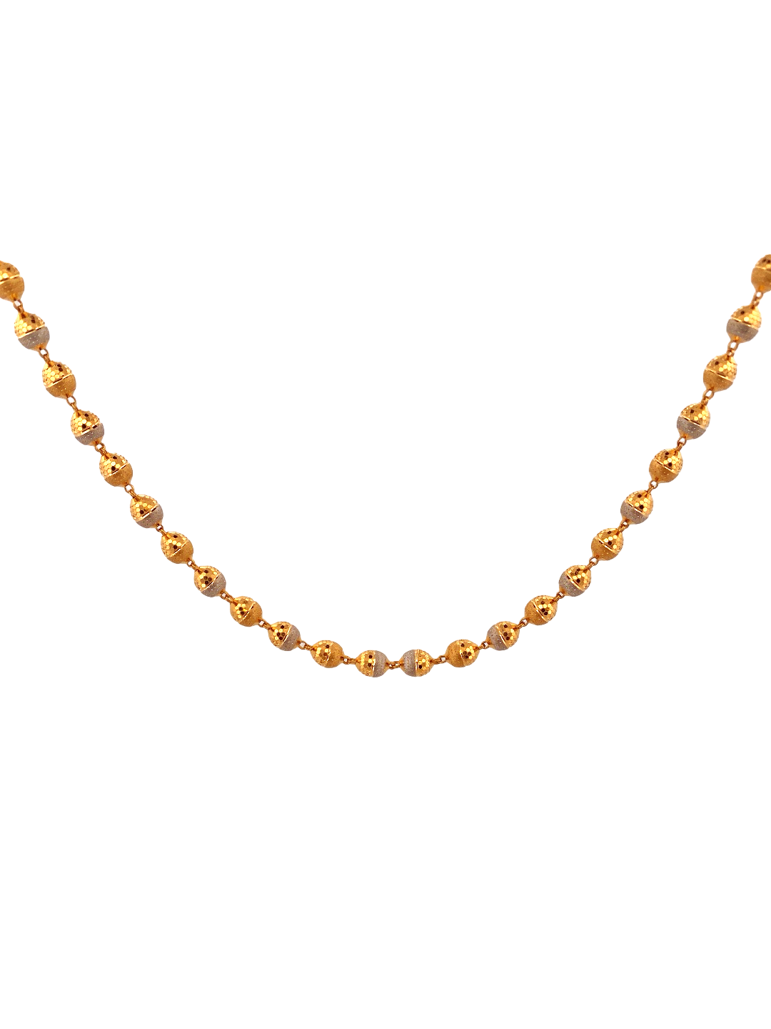 28'' 22K Gold Two-tone Bead Designer Chain