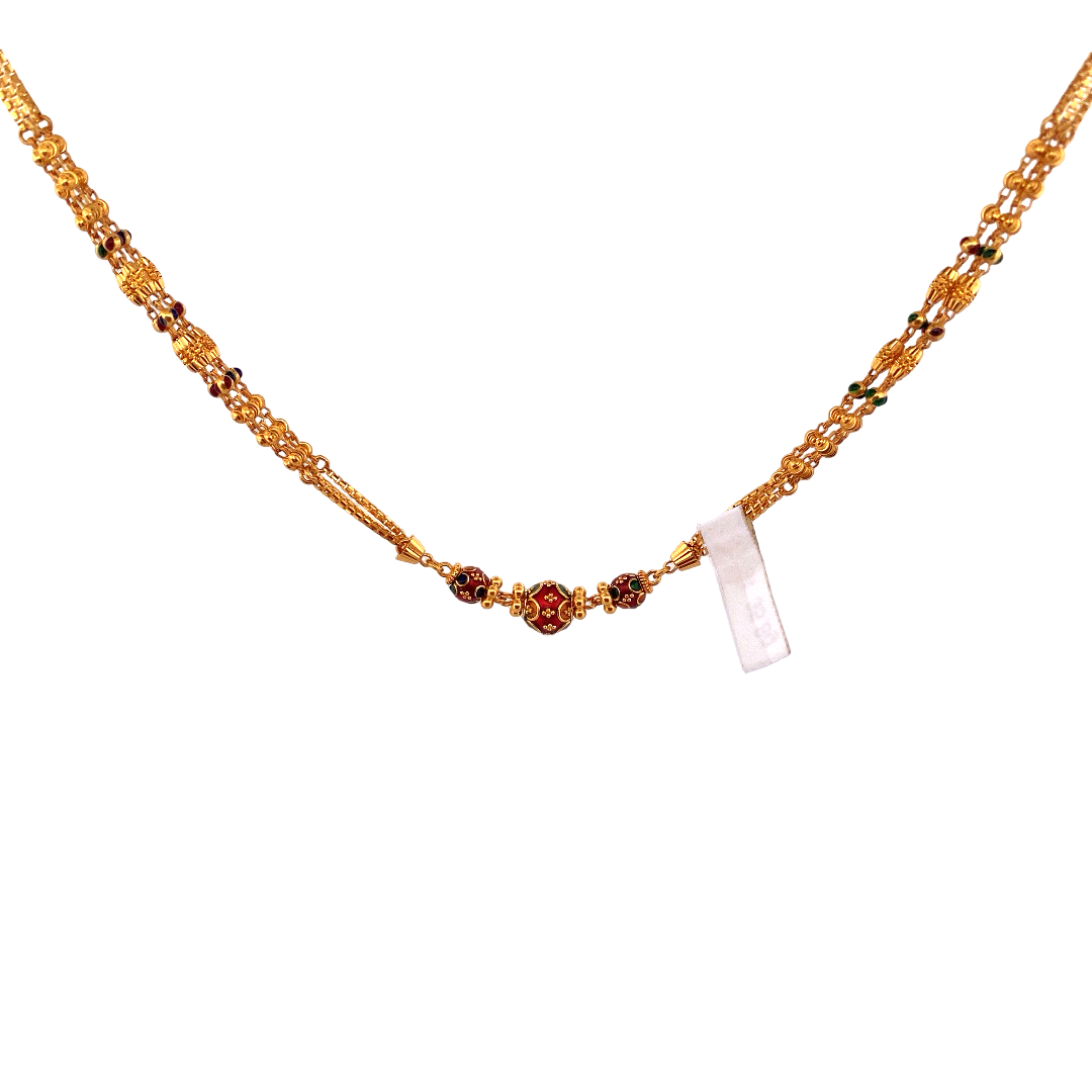 28'' 22K Gold Meena Bead Designer Chain