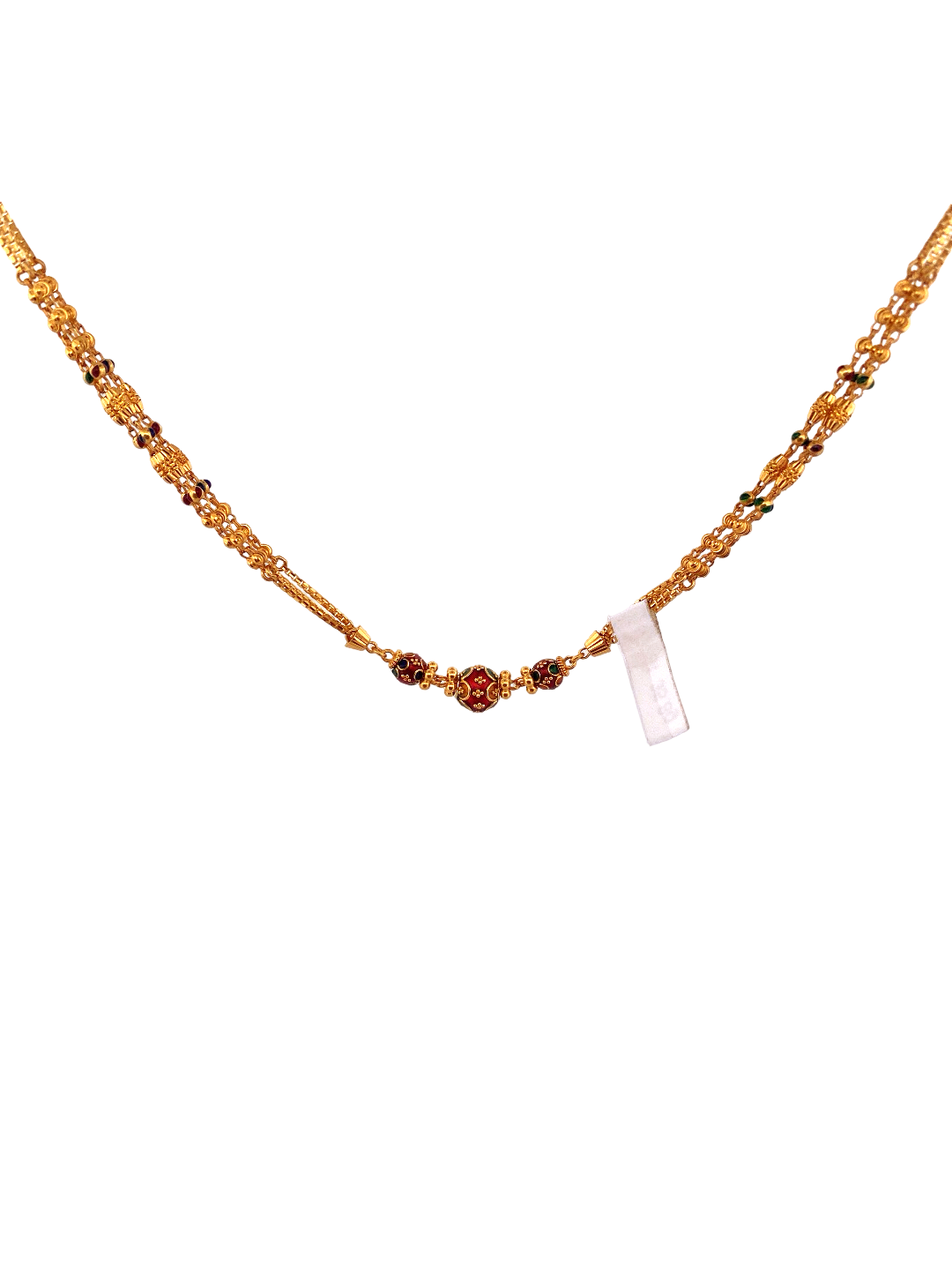 28'' 22K Gold Meena Bead Designer Chain