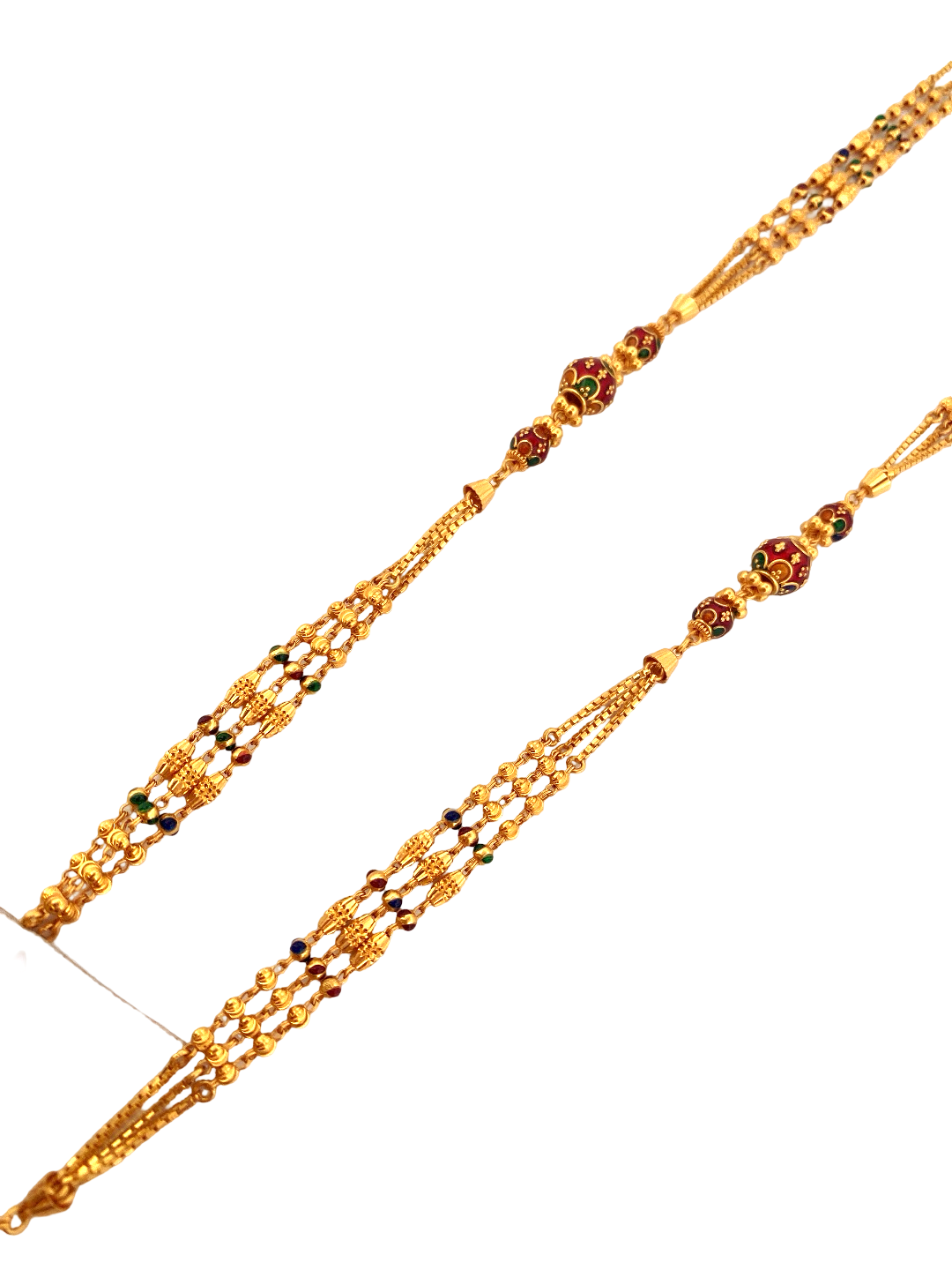 28'' 22K Gold Meena Bead Designer Chain