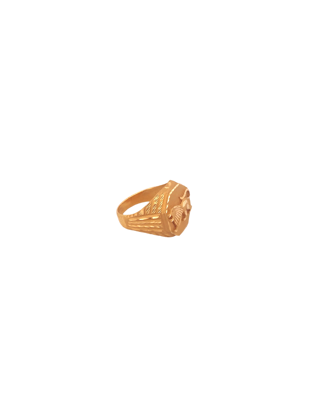 22K Gold Laser Cut Lion Designer Men's Ring