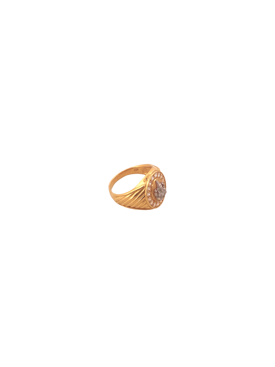 22K Gold Two-tone Lord Ganesha CZ Designer Men's Ring