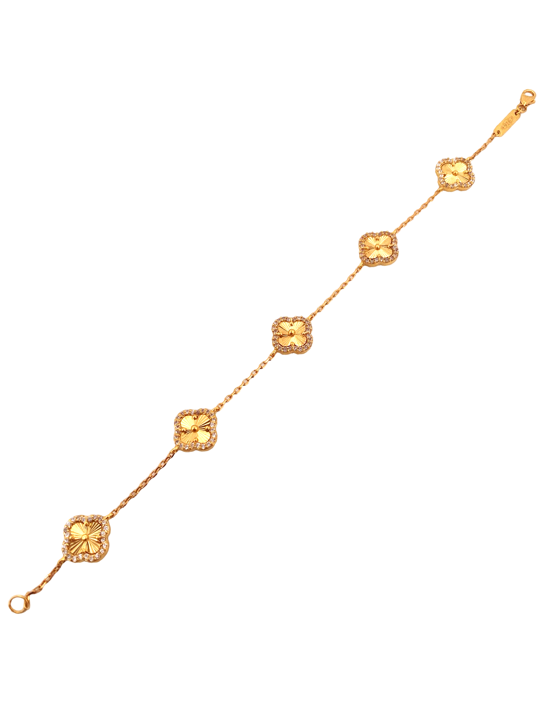 22K Gold Flower CZ Designer Ladies Bracelet