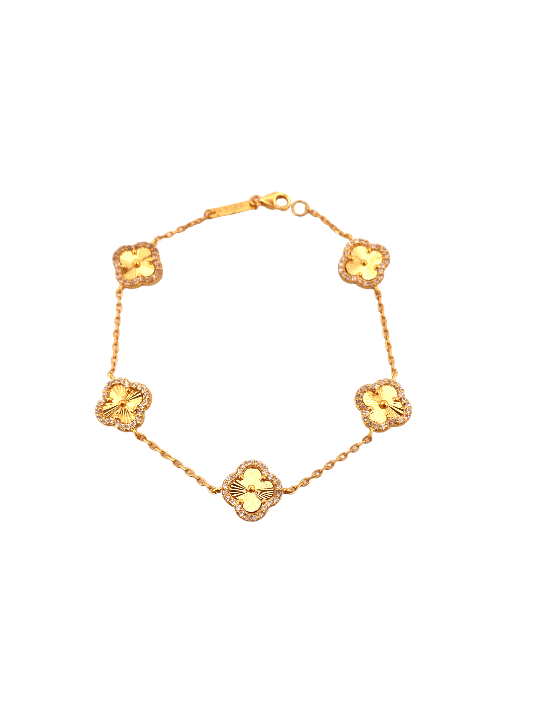22K Gold Flower CZ Designer Ladies Bracelet