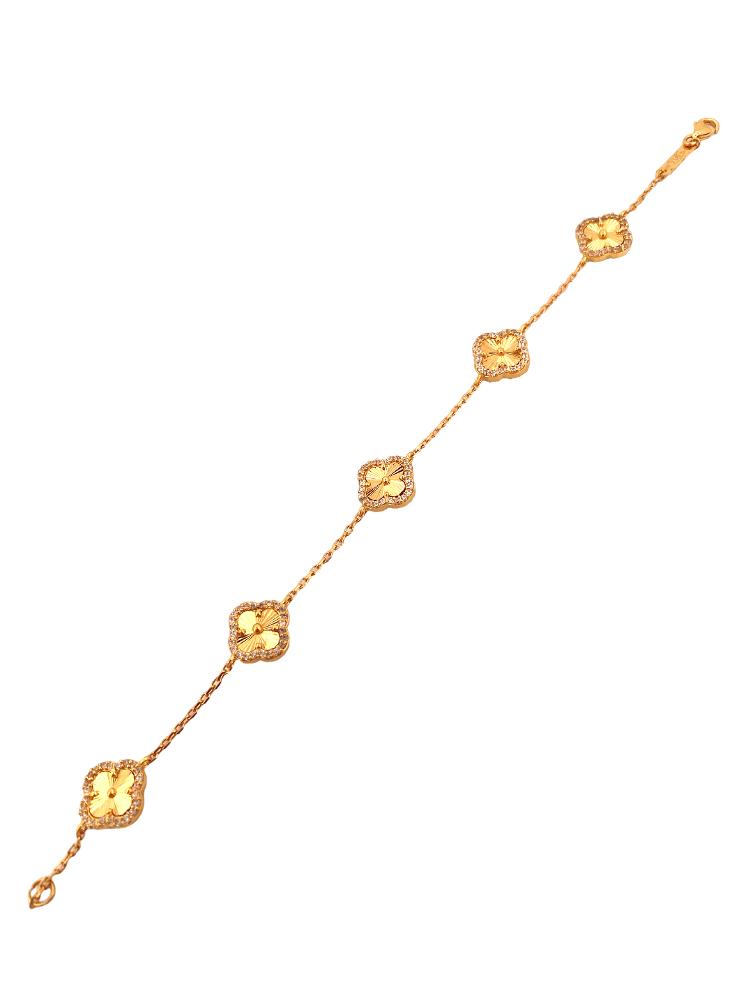 22K Gold Flower CZ Designer Ladies Bracelet