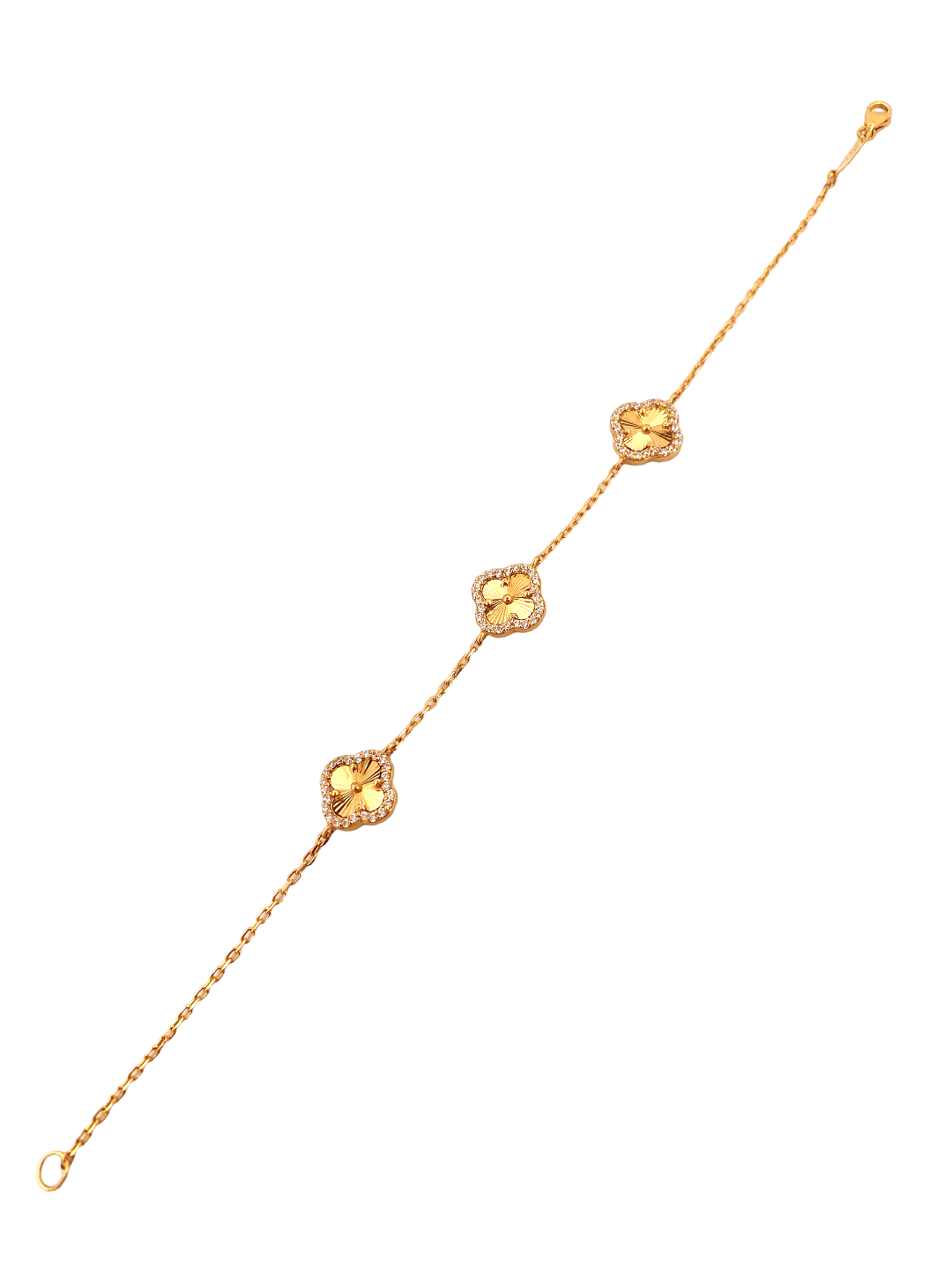 22K Gold Flower CZ Designer Ladies Bracelet