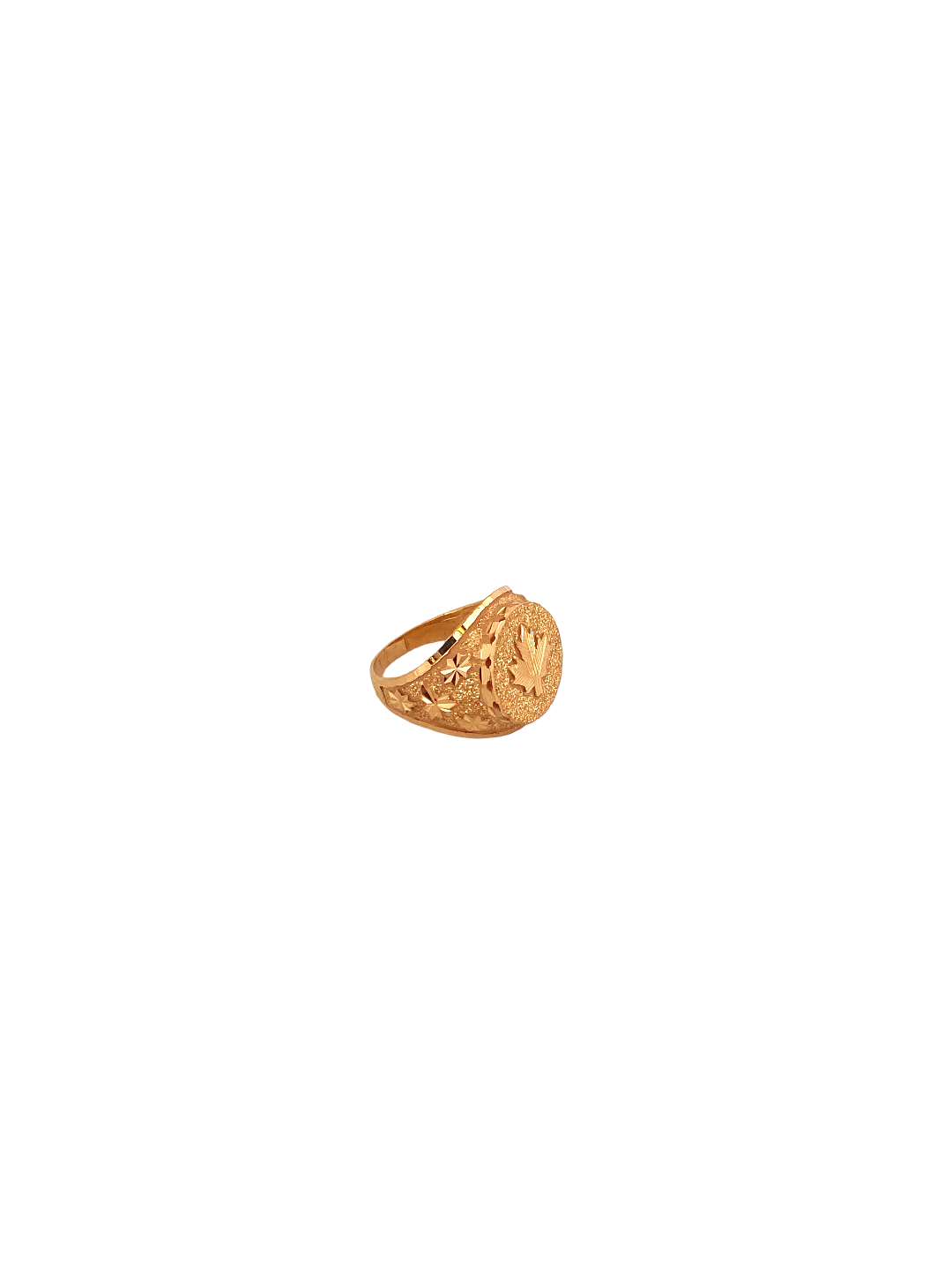 22K Gold Laser Cut Leaf Designer Men's Ring