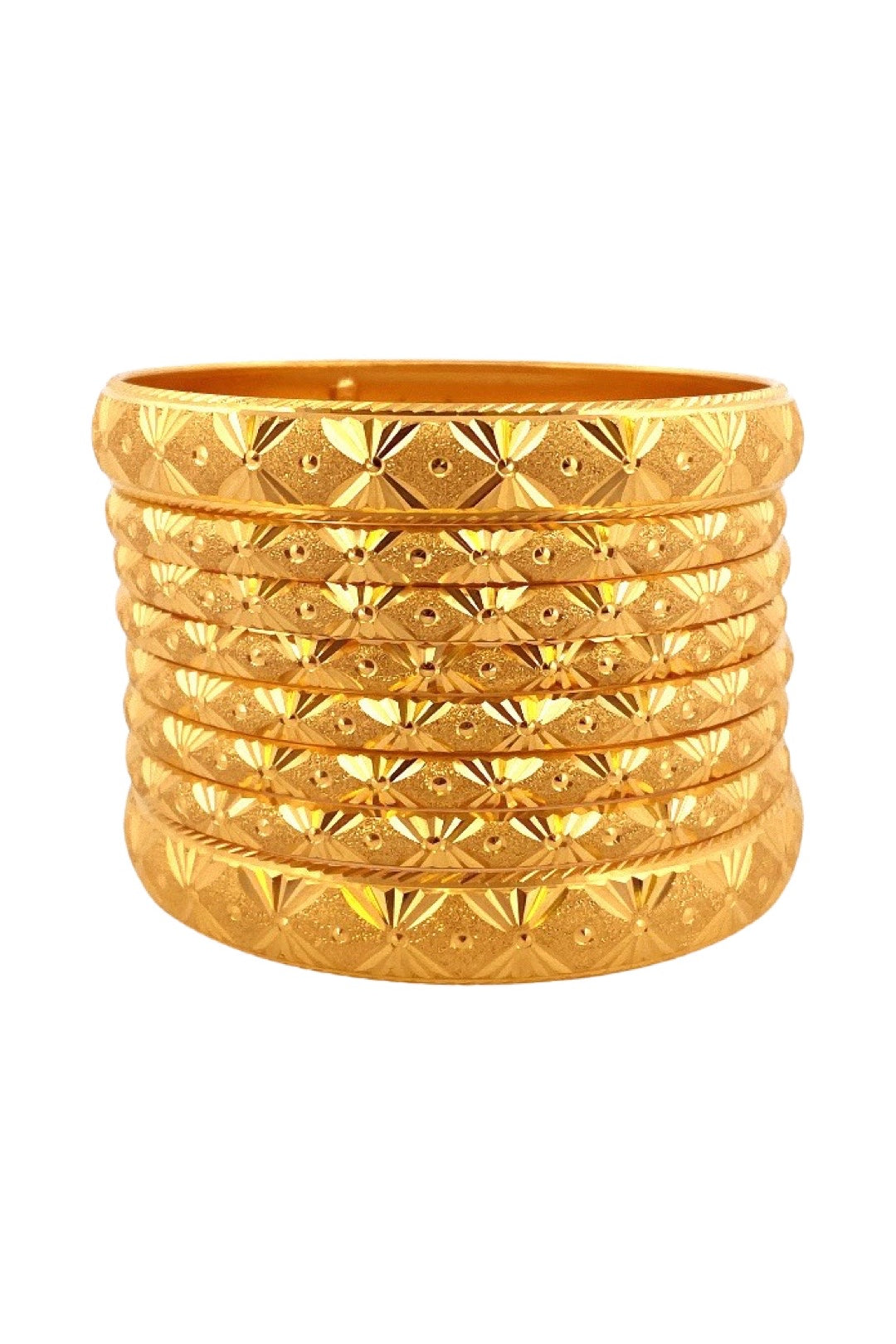 22K Gold Laser Cut Designer 8 Pieces Bangles Set