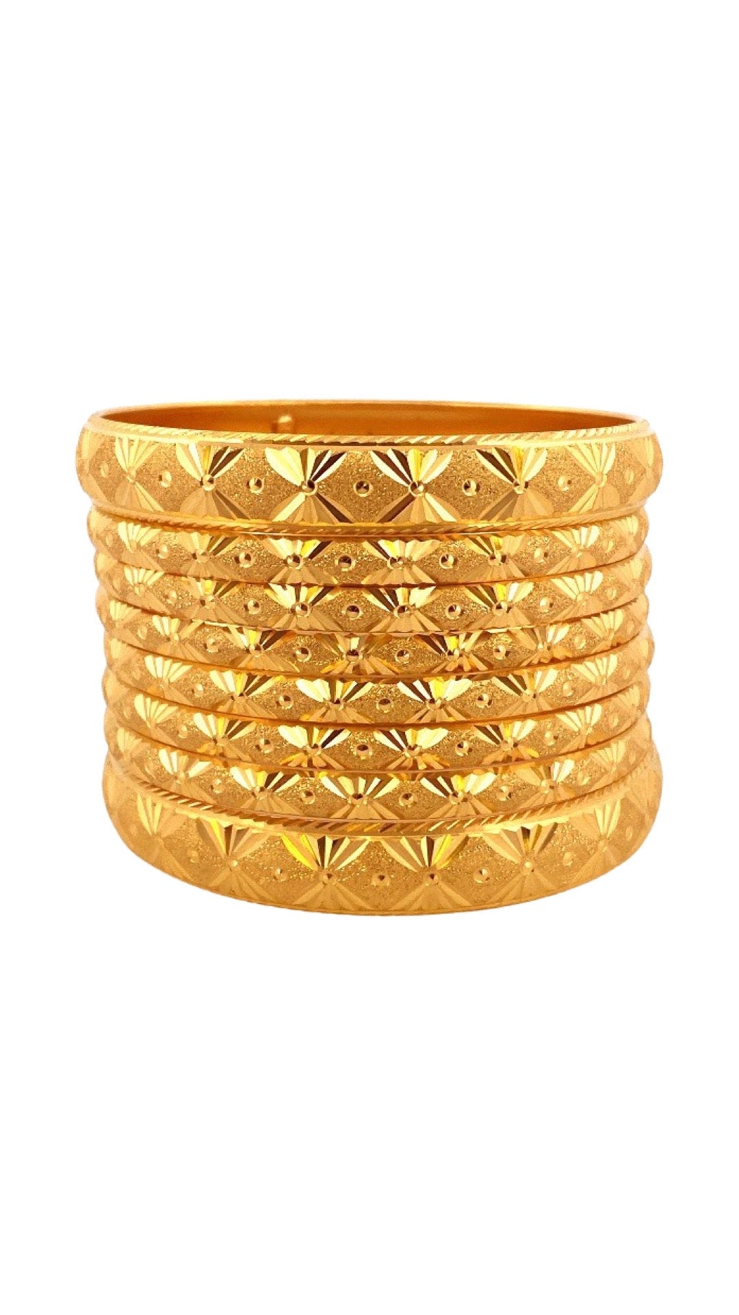 22K Gold Laser Cut Designer 8 Pieces Bangles Set