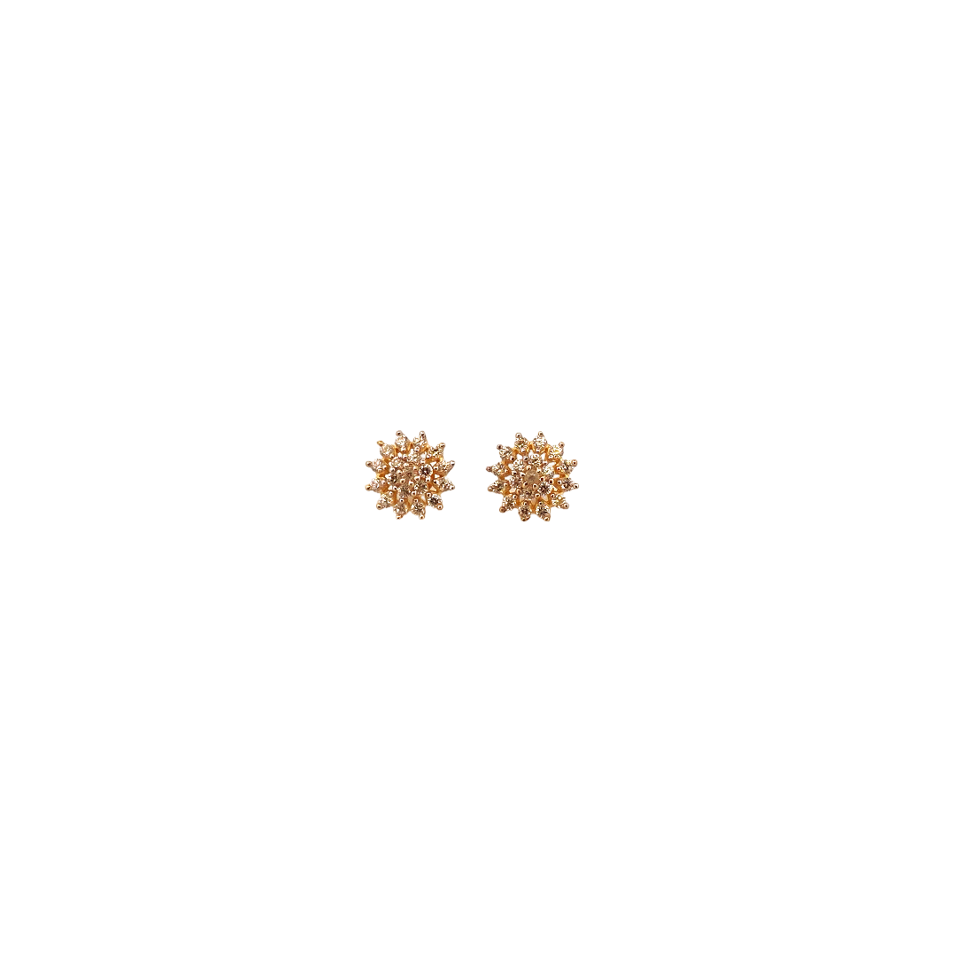 22K Gold CZ Designer Ladies Stud Earrings