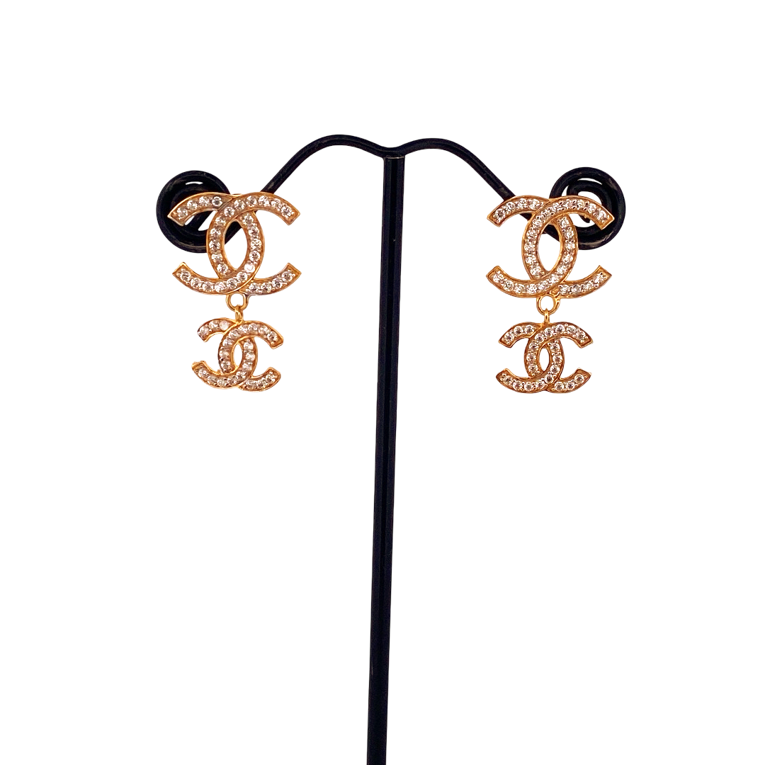 22K Gold CZ Designer Hanging Earrings