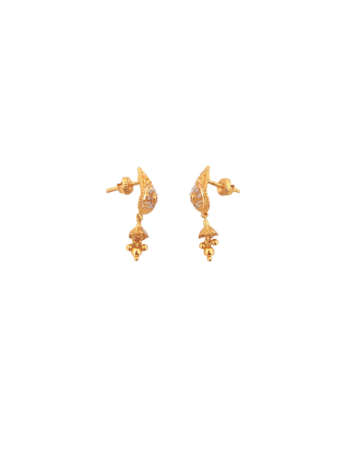 22K Gold Two-tone Designer Hanging Earrings