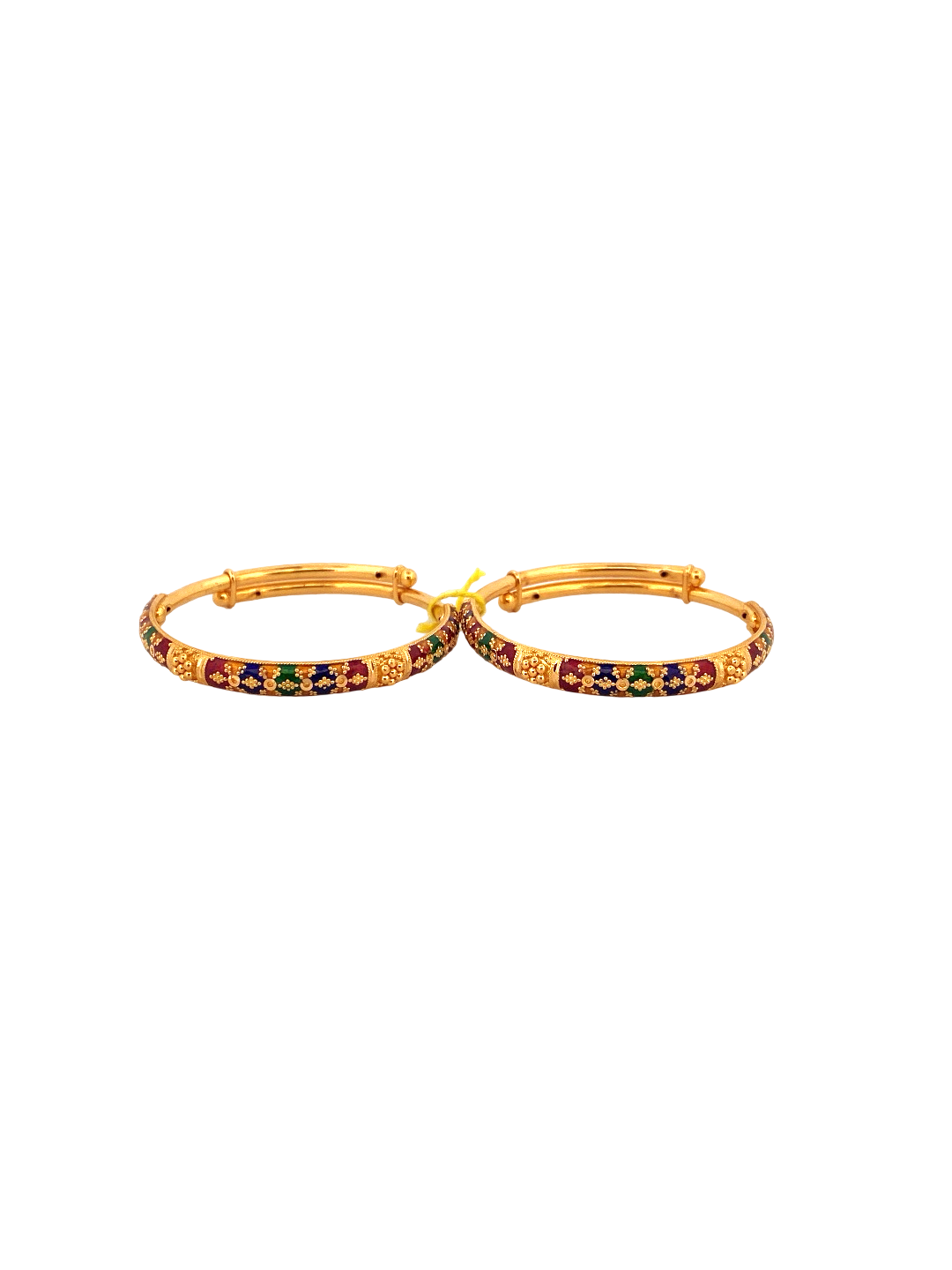 22K Gold Meena Designer 2 Pieces Set Of Baby Bangle