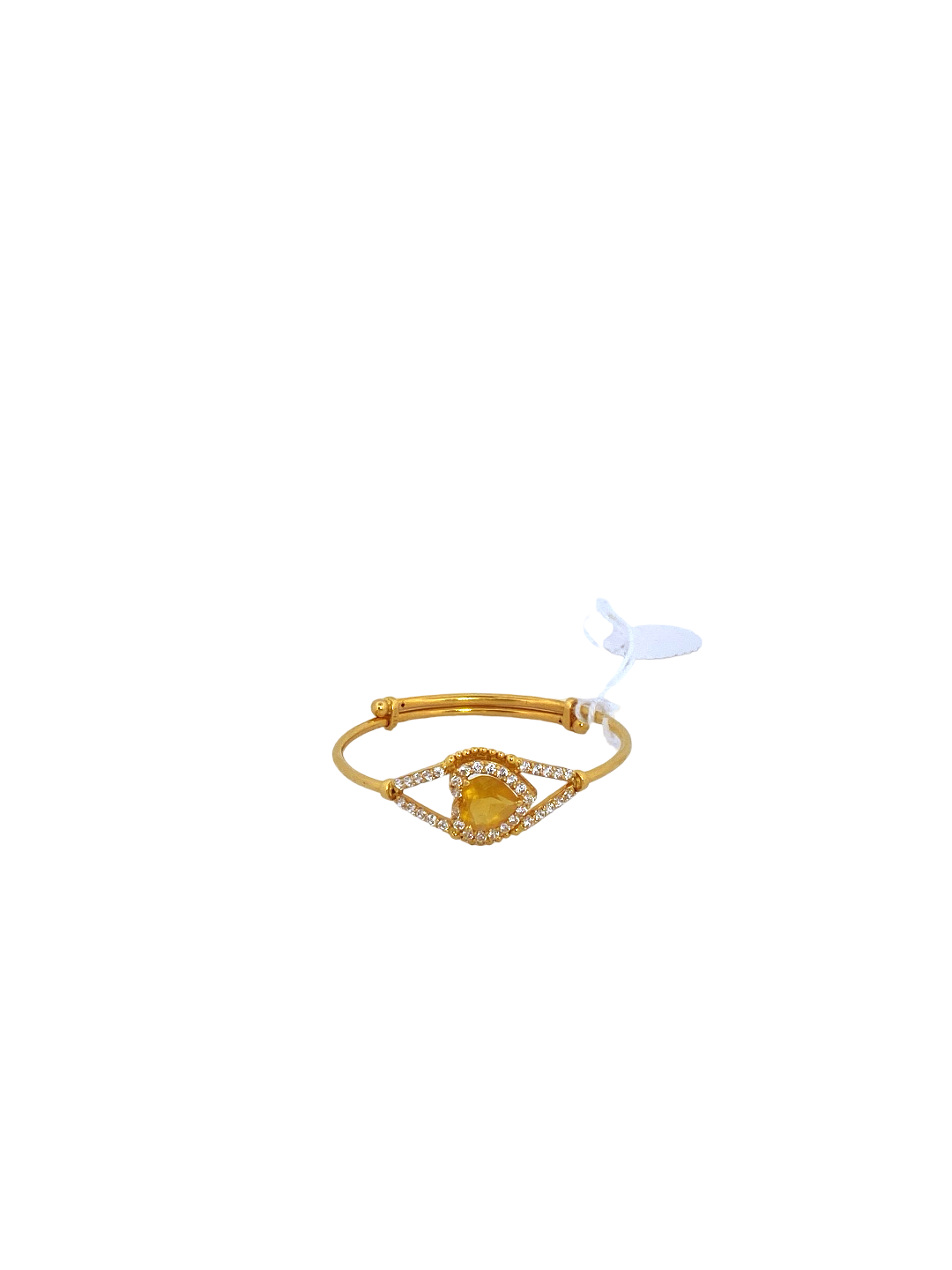 22K Gold CZ Heart Designer Baby Bangle