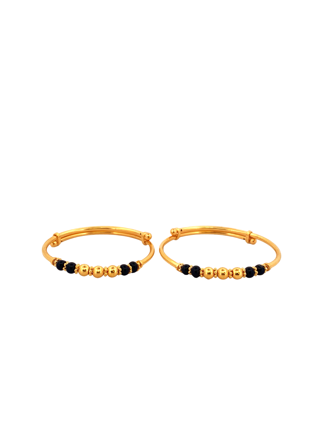 22K Gold Black Beads Designer 2 Pieces Set Of Baby Bangle