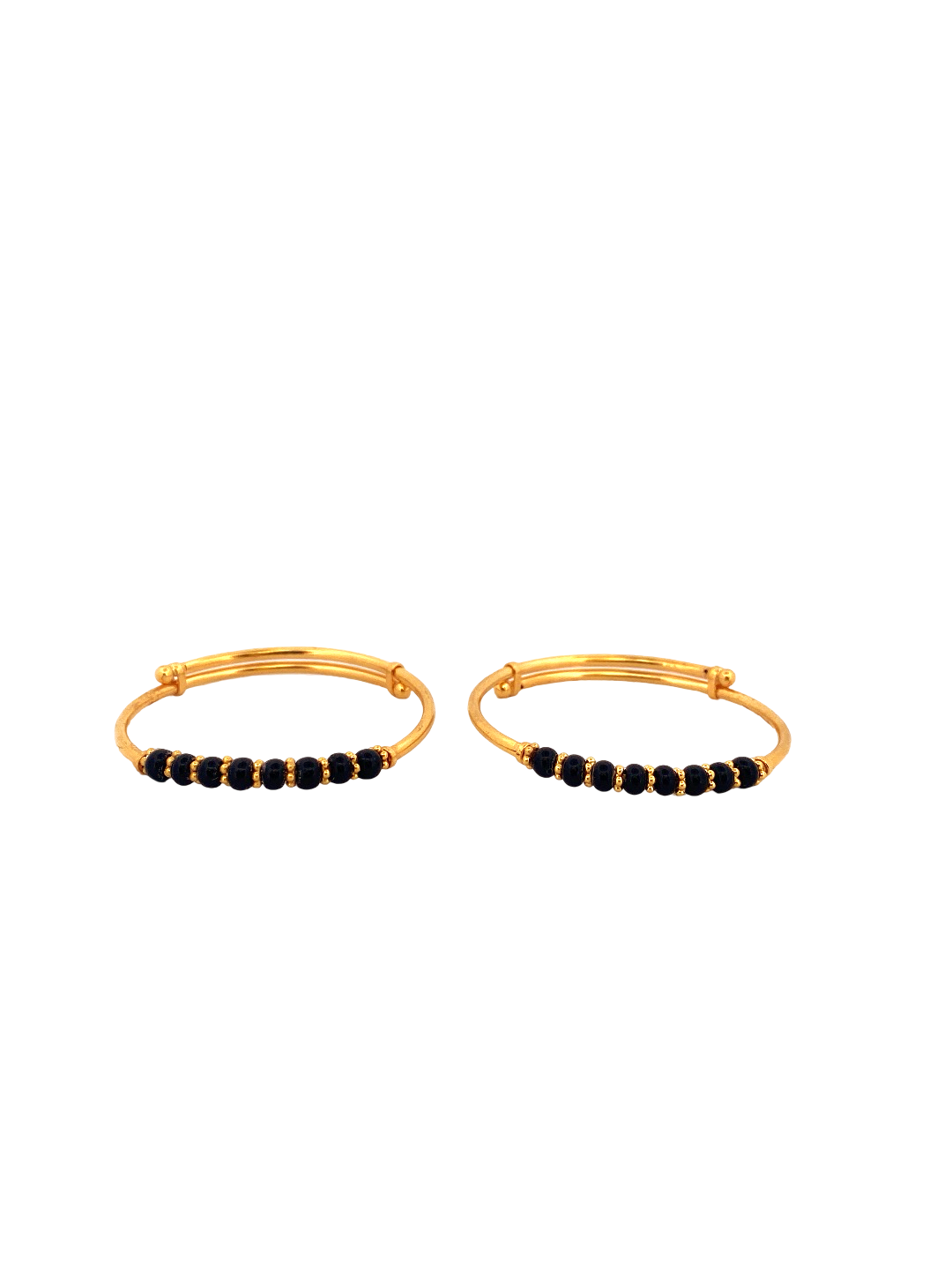 22K Gold Black Beads Designer 2 Pieces Set Of Baby Bangle