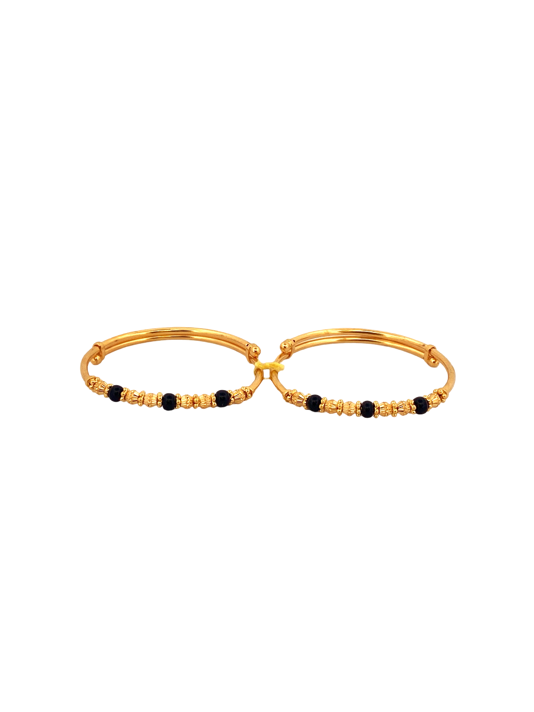 22K Gold Black Beads Designer 2 Pieces Set Of Baby Bangle