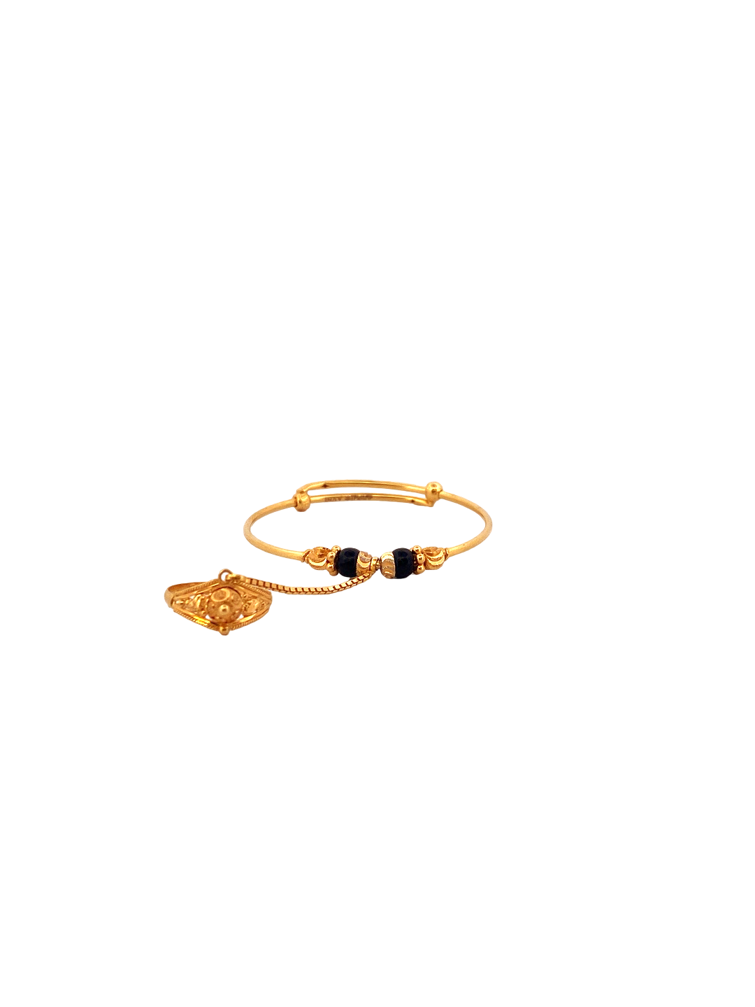 22K Gold Designer Ring Attached Baby Bangle