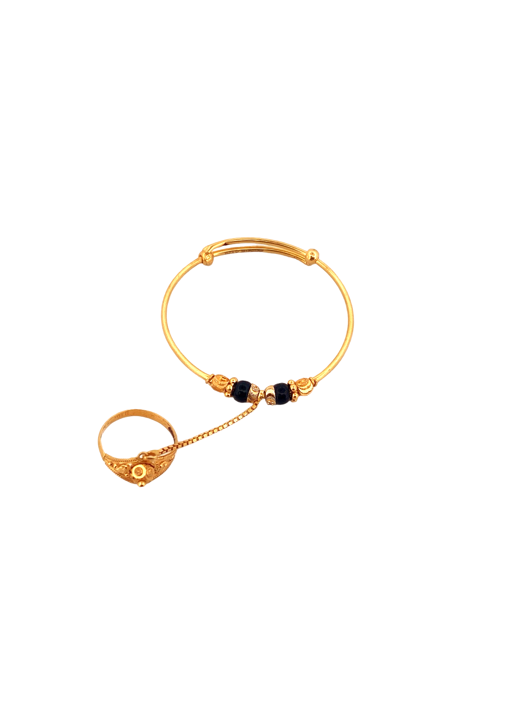 22K Gold Designer Ring Attached Baby Bangle