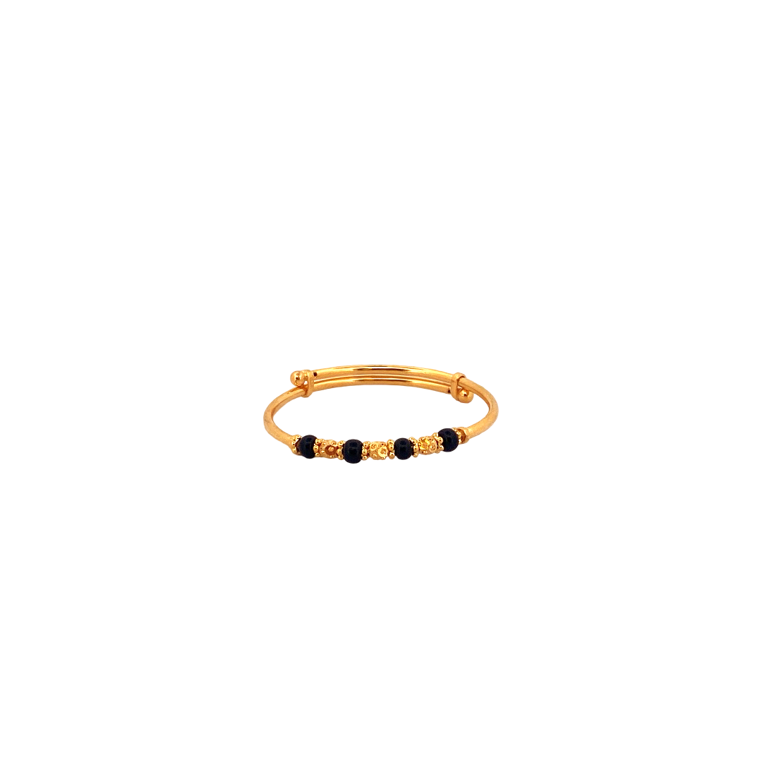 22K Gold Black Beads Designer Baby Bangle