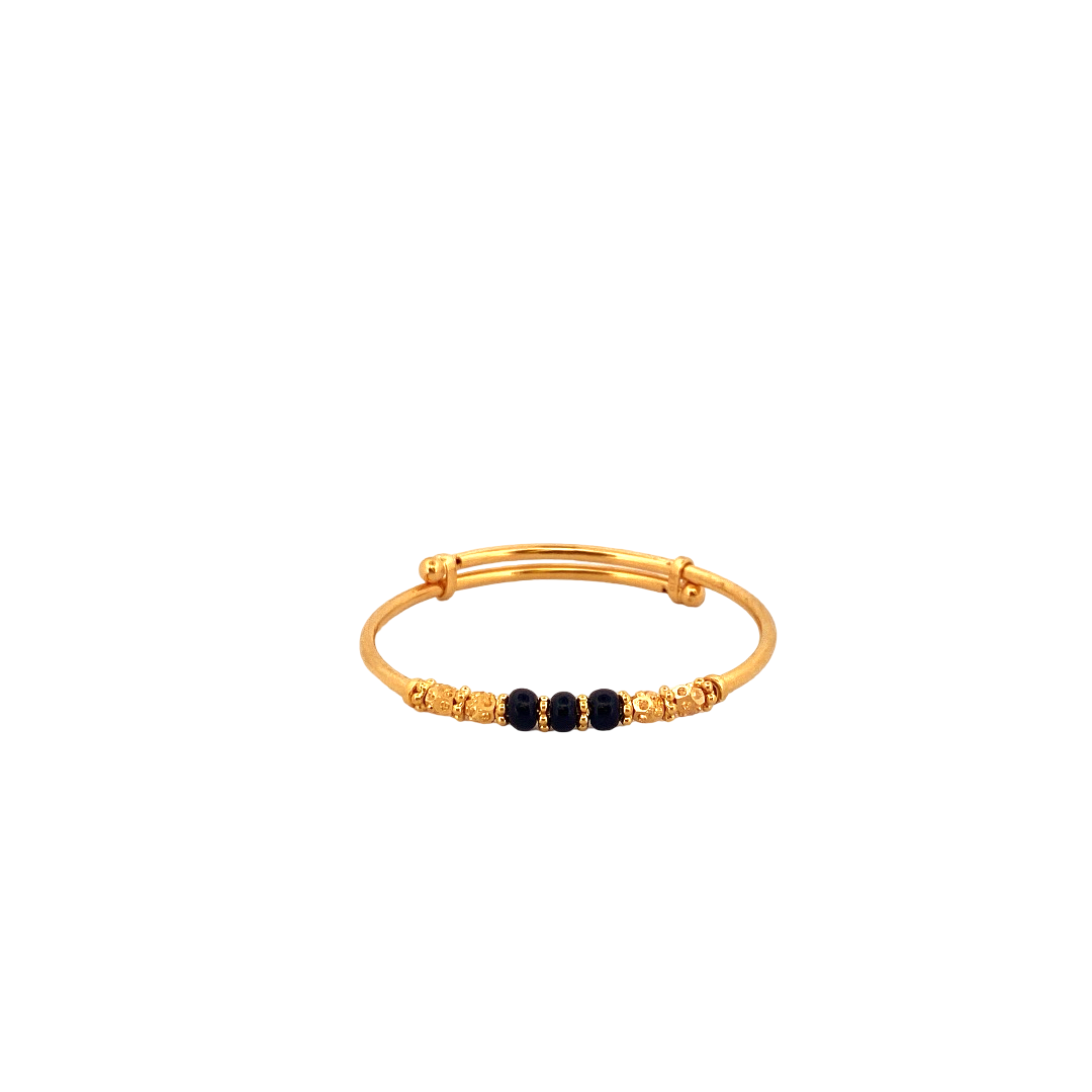 22K Gold Black Beads Designer Baby Bangle