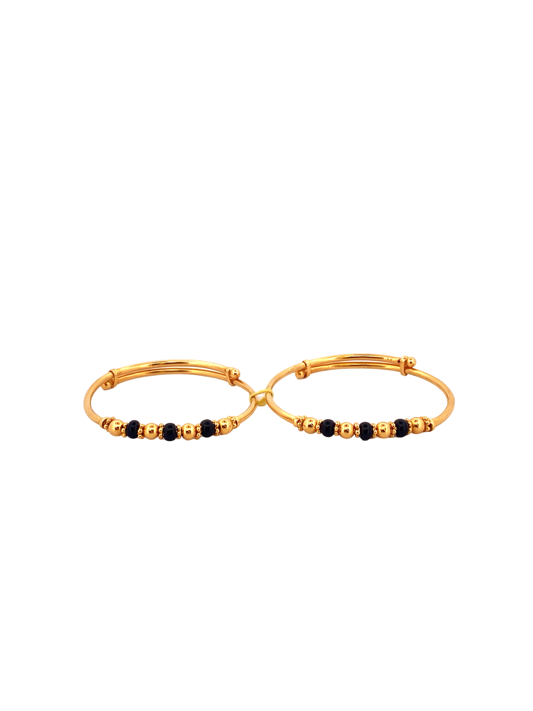 22K Gold Black Beads Designer 2 Pieces Set Of Baby Bangle