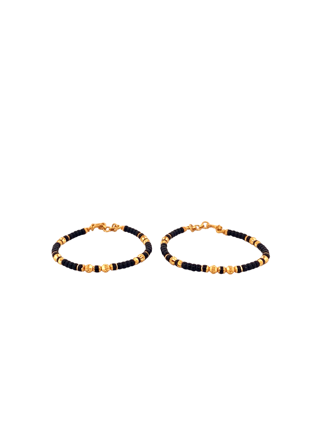 22K Gold Black Beads Designer 2 Pieces Set Of Baby Bangle