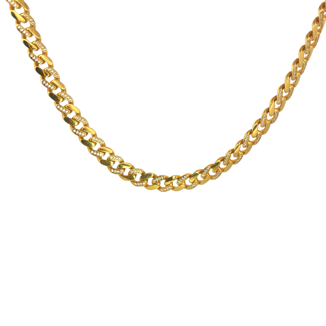 24'' 22K Gold CZ Designer Cuban Chain