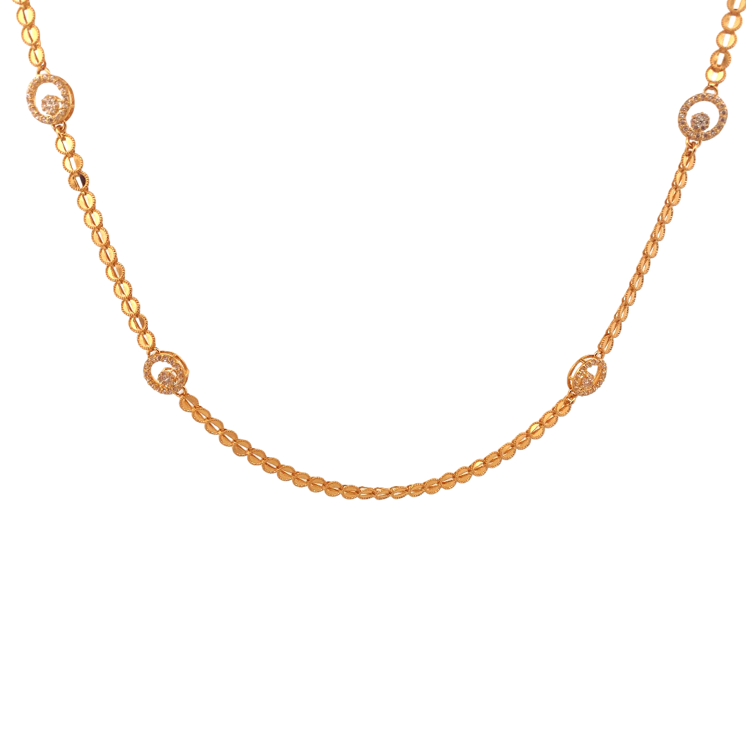 26'' 22K Gold CZ Designer Chain