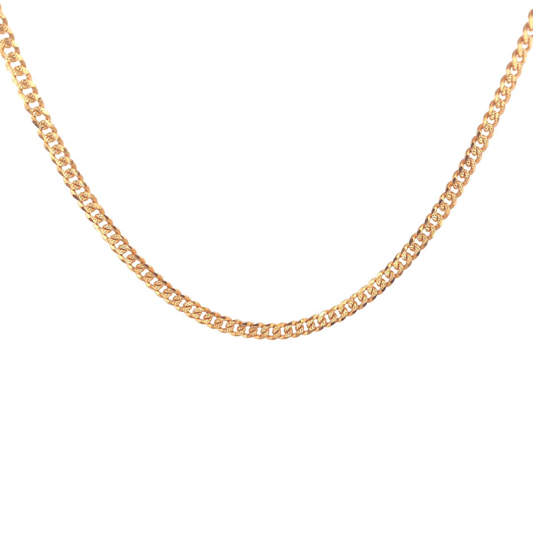 22'' 22K Gold Curb Link Designer Chain
