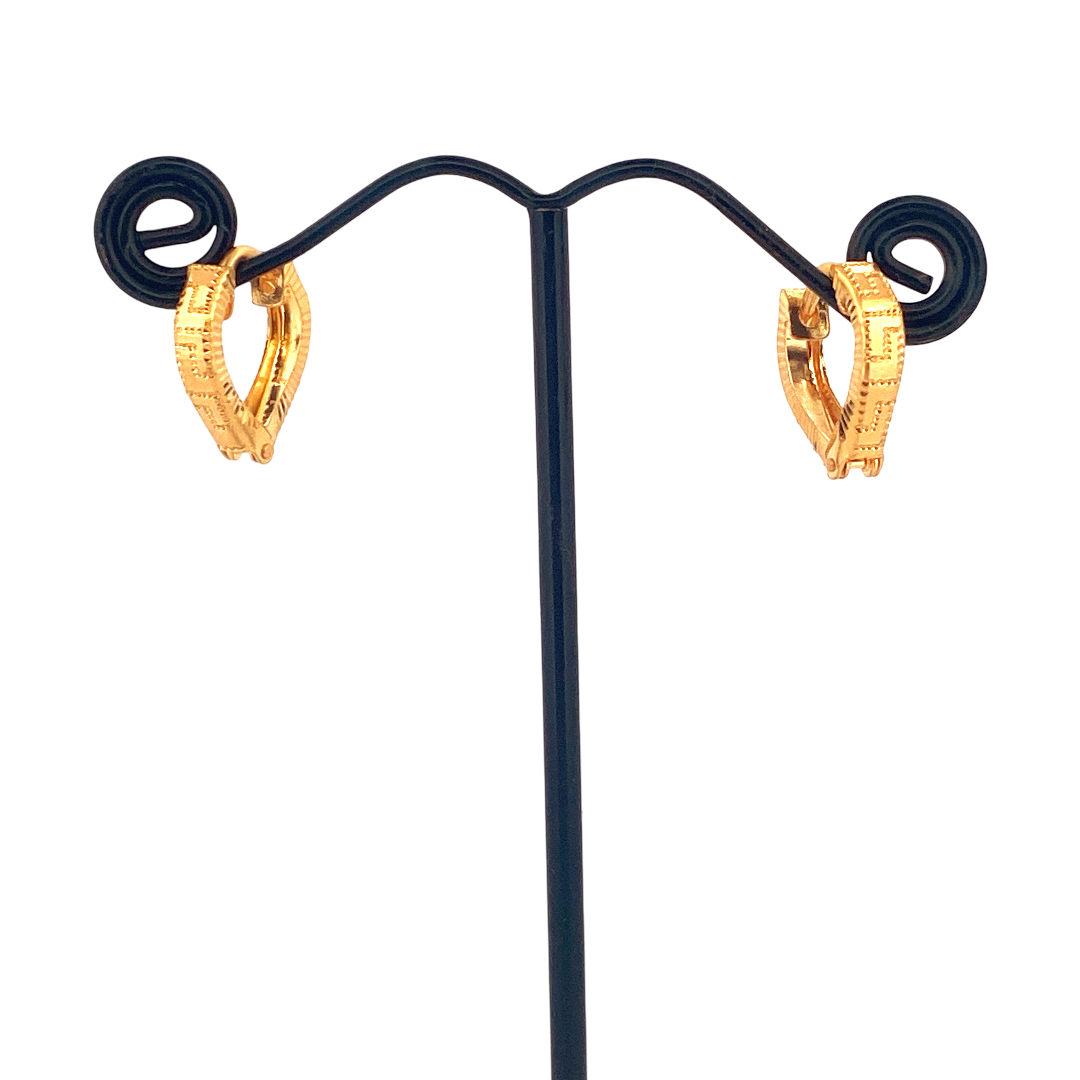 22K Gold Designer Hoop Earrings