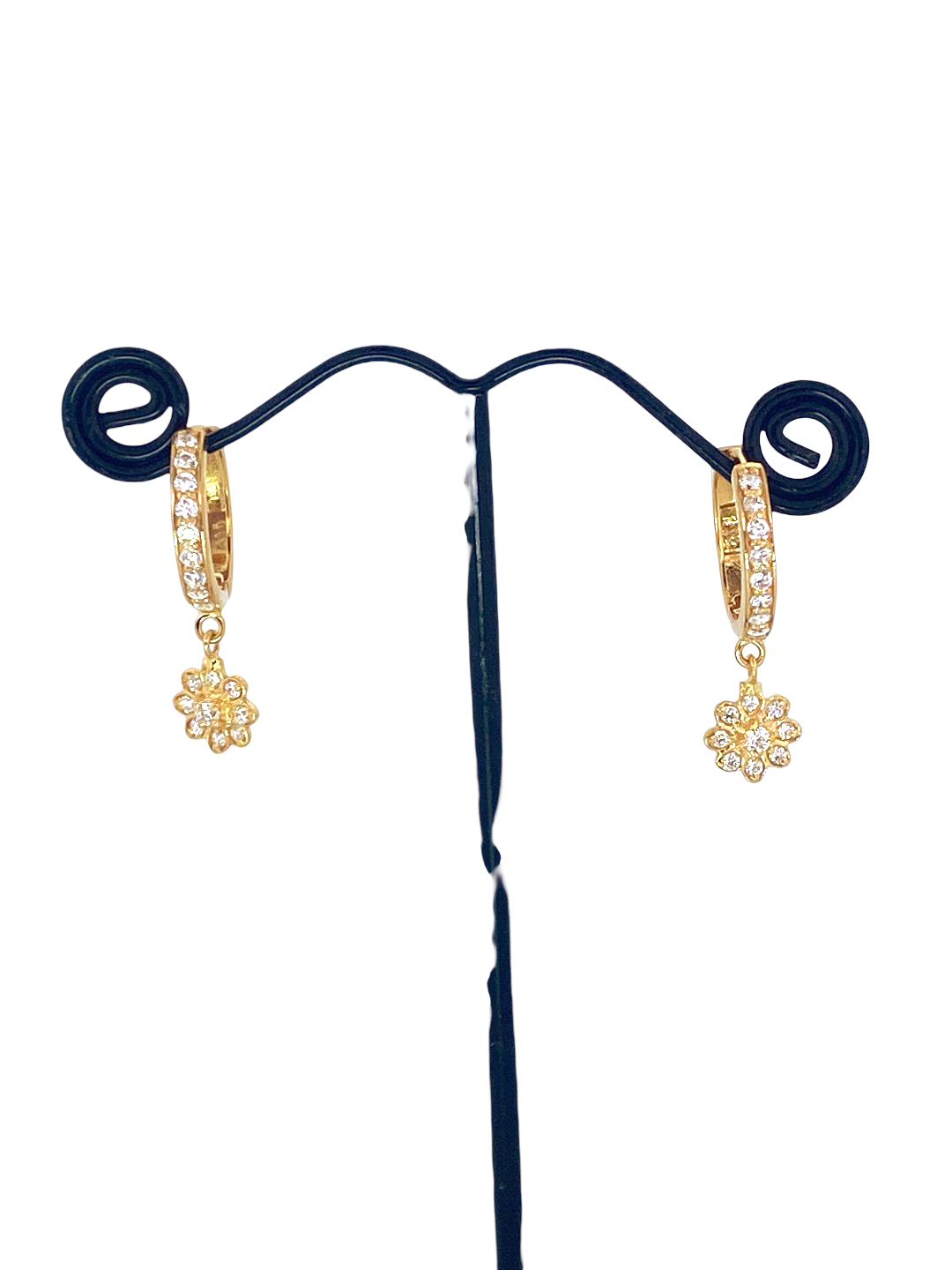 22K Gold CZ Designer Hoop Earrings