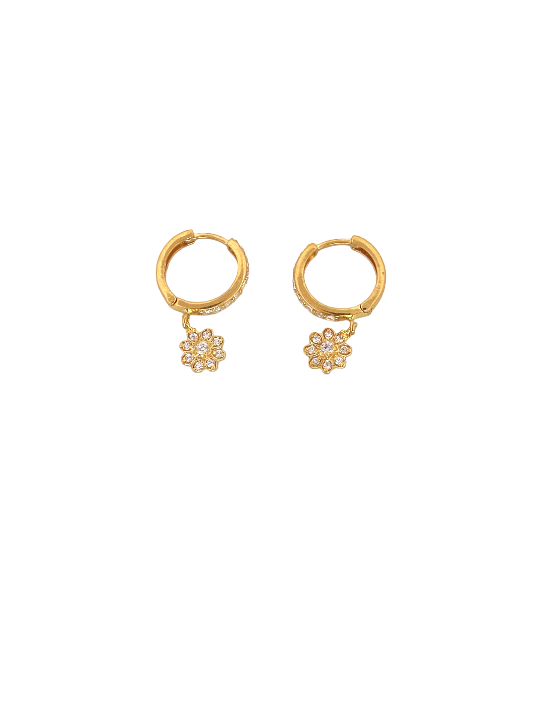 22K Gold CZ Designer Hoop Earrings