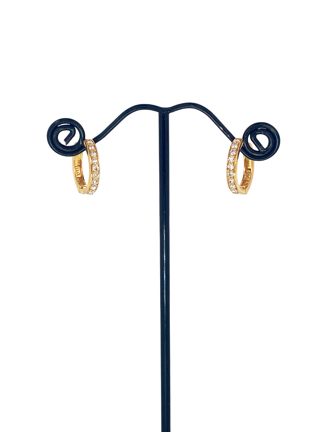 22K Gold CZ Designer Hoop Earrings