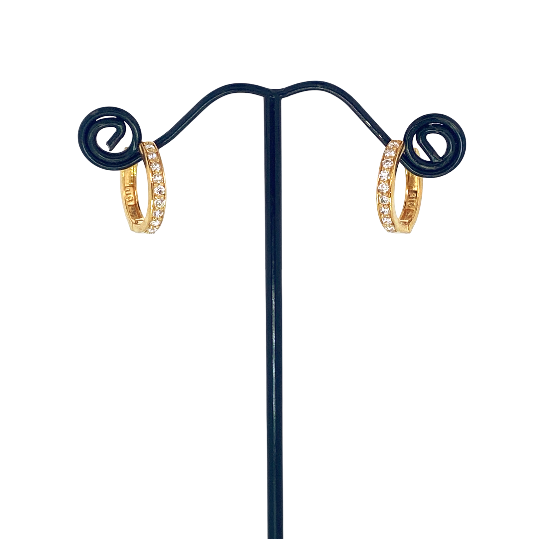 22K Gold CZ Designer Hoop Earrings