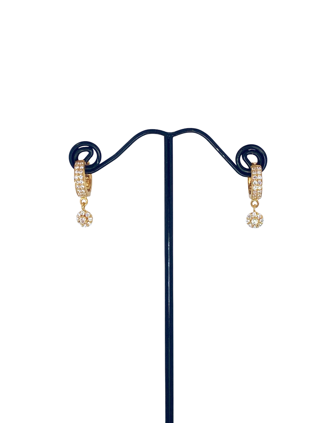 22K Gold CZ Designer Hoop Earrings