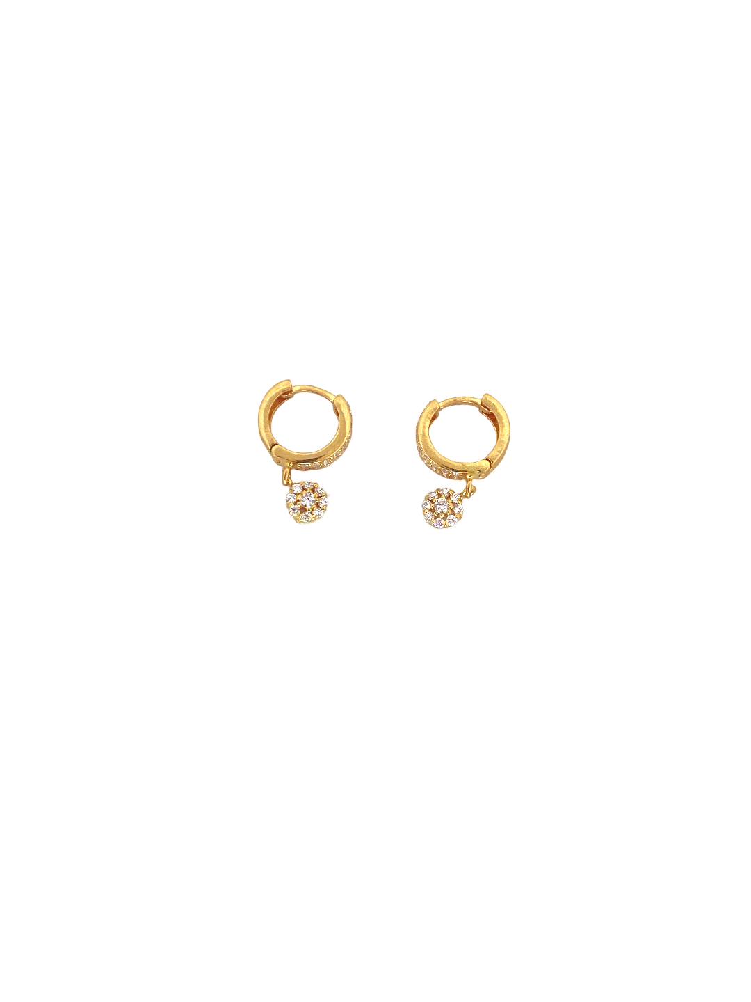 22K Gold CZ Designer Hoop Earrings