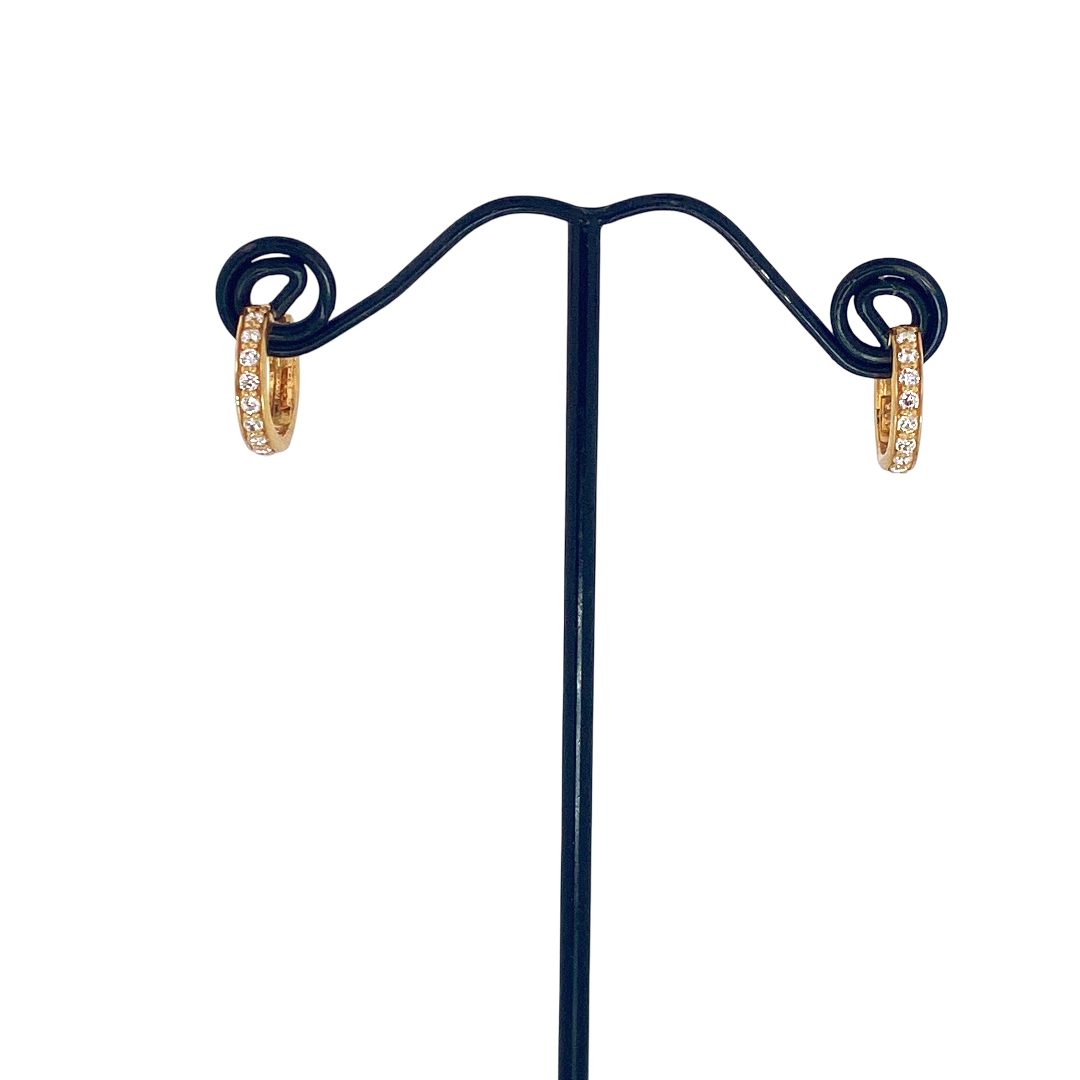 22K Gold CZ Designer Hoop Earrings