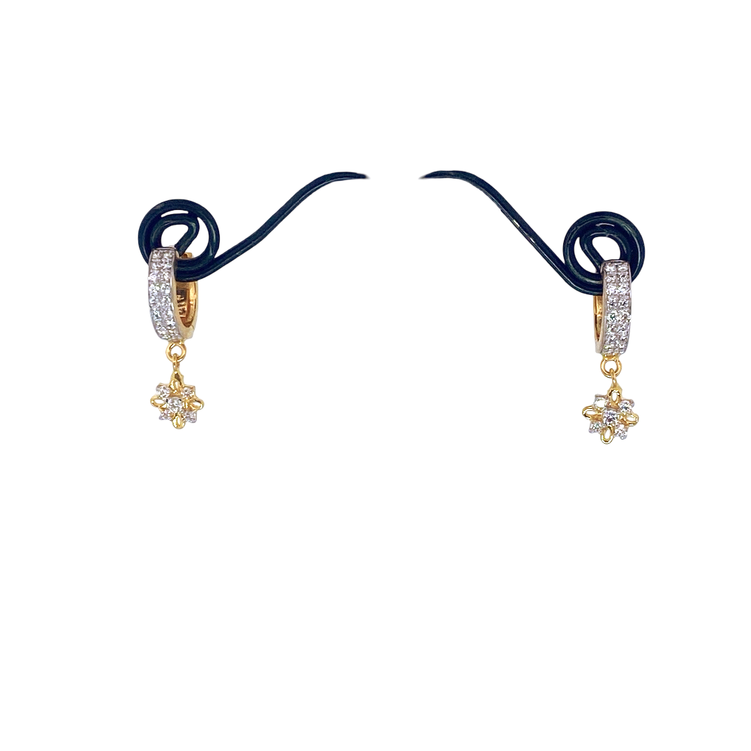 22K Gold CZ Designer Hoop Earrings