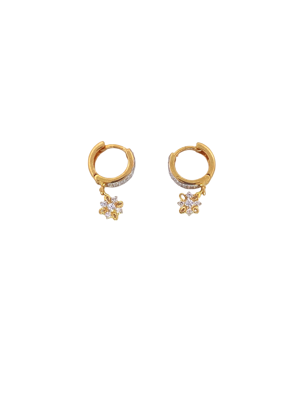 22K Gold CZ Designer Hoop Earrings