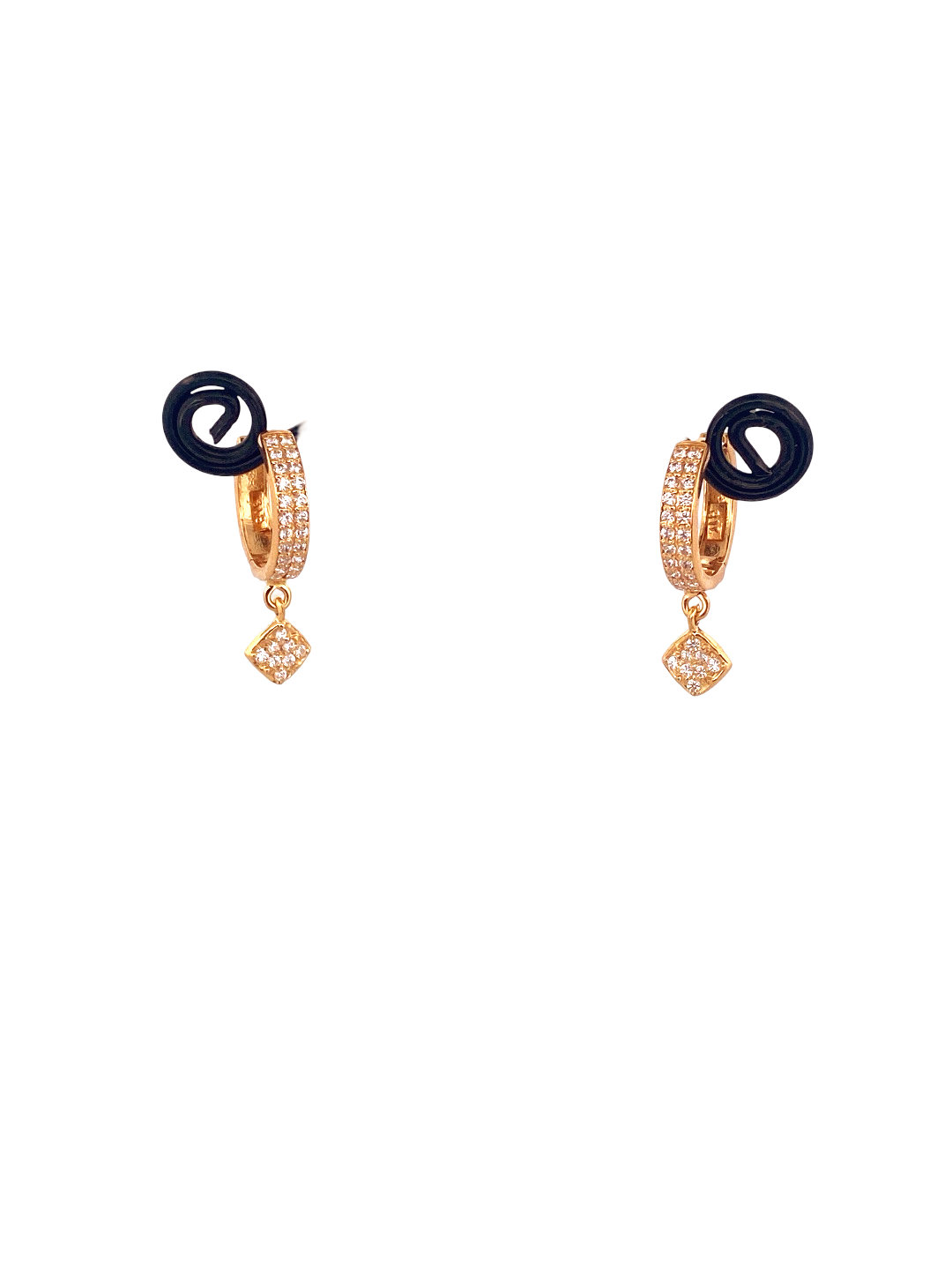 22K Gold CZ Designer Hoop Earrings