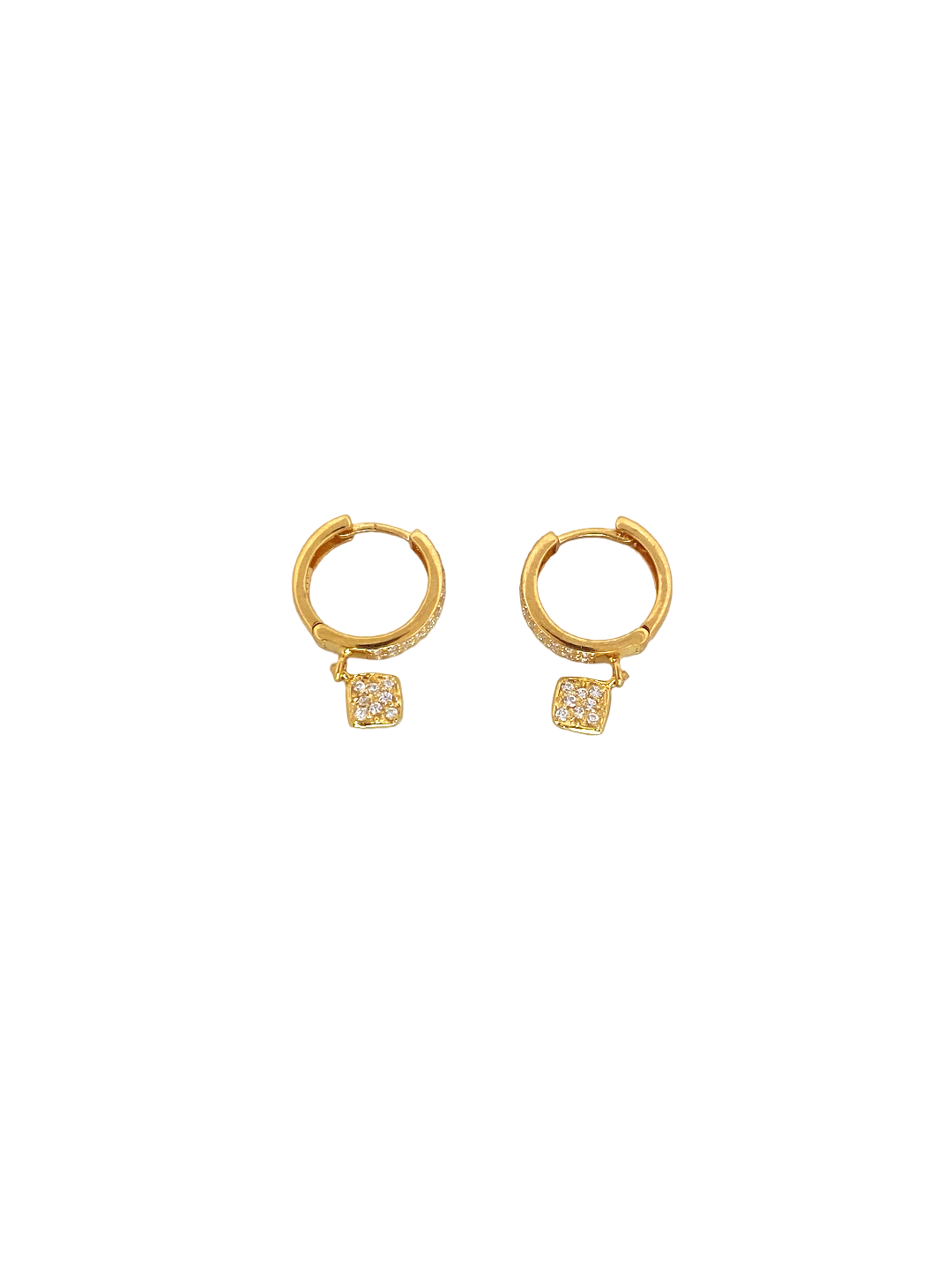 22K Gold CZ Designer Hoop Earrings