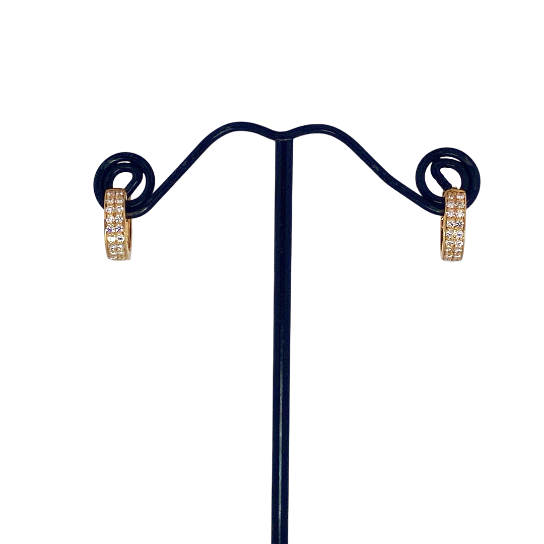 22K Gold CZ Designer Hoop Earrings