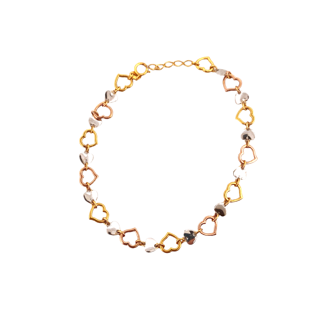 22K Gold Tri-tone Designer Ladies Bracelet