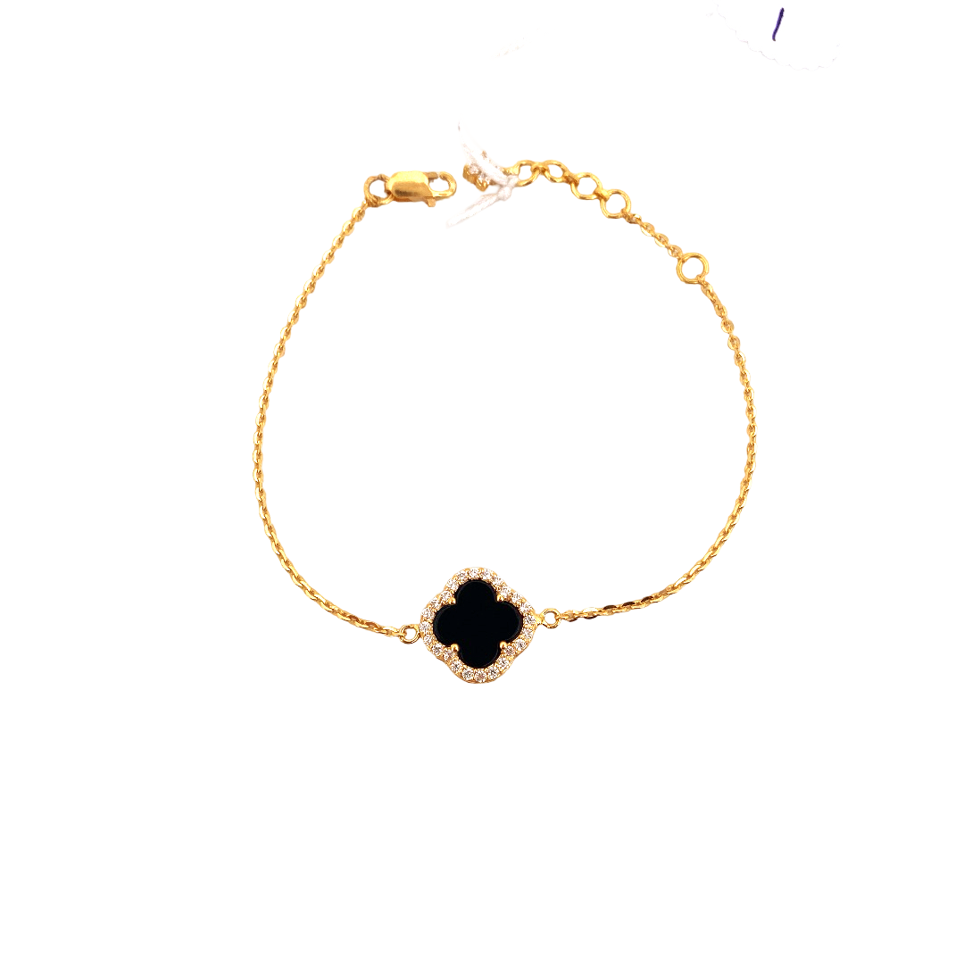 22K Gold CZ Flower Designer Ladies Bracelet