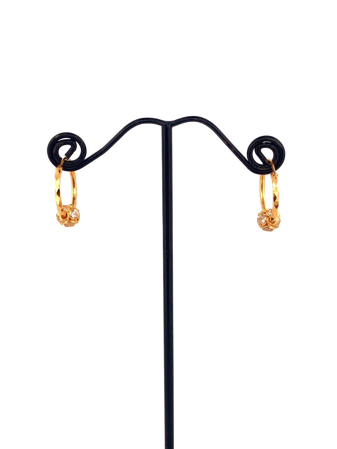 22K Gold CZ Designer Hoop Earrings