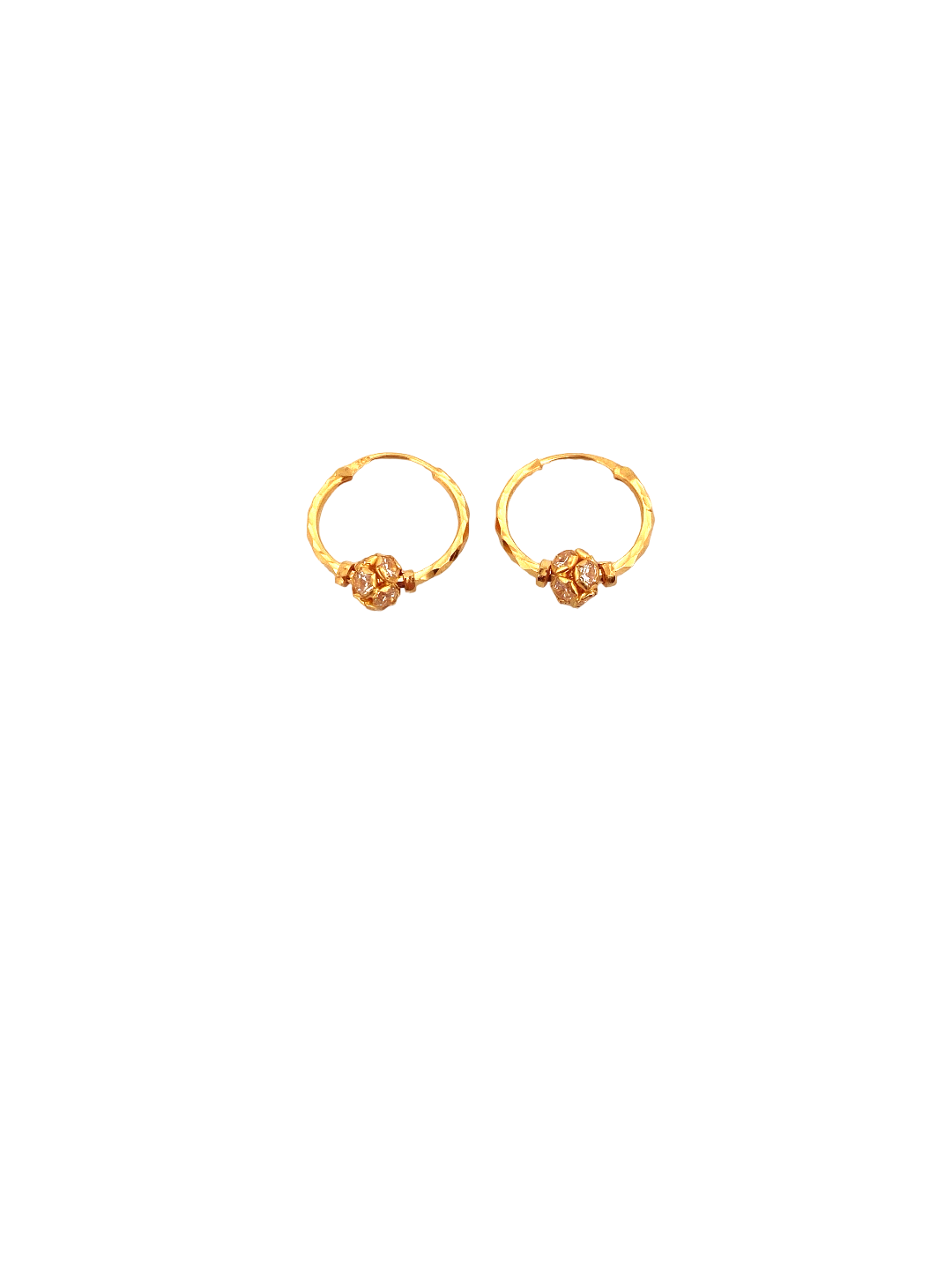 22K Gold CZ Designer Hoop Earrings