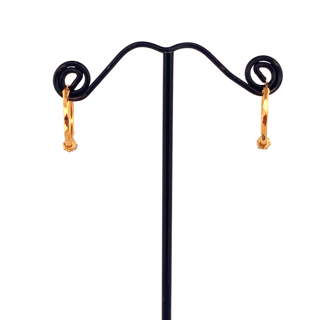 22K Gold Designer Hoop Earrings